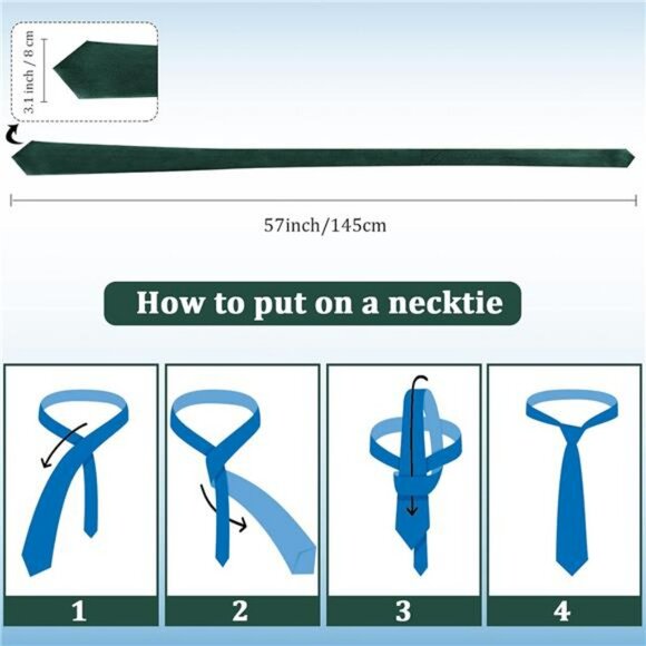 mens satin necktie set solid color ties formal wedding business office accessori - Picture 2 of 8